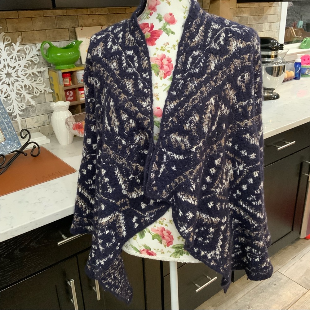 Lucky Brand Navy and White Patterned Cardigan
